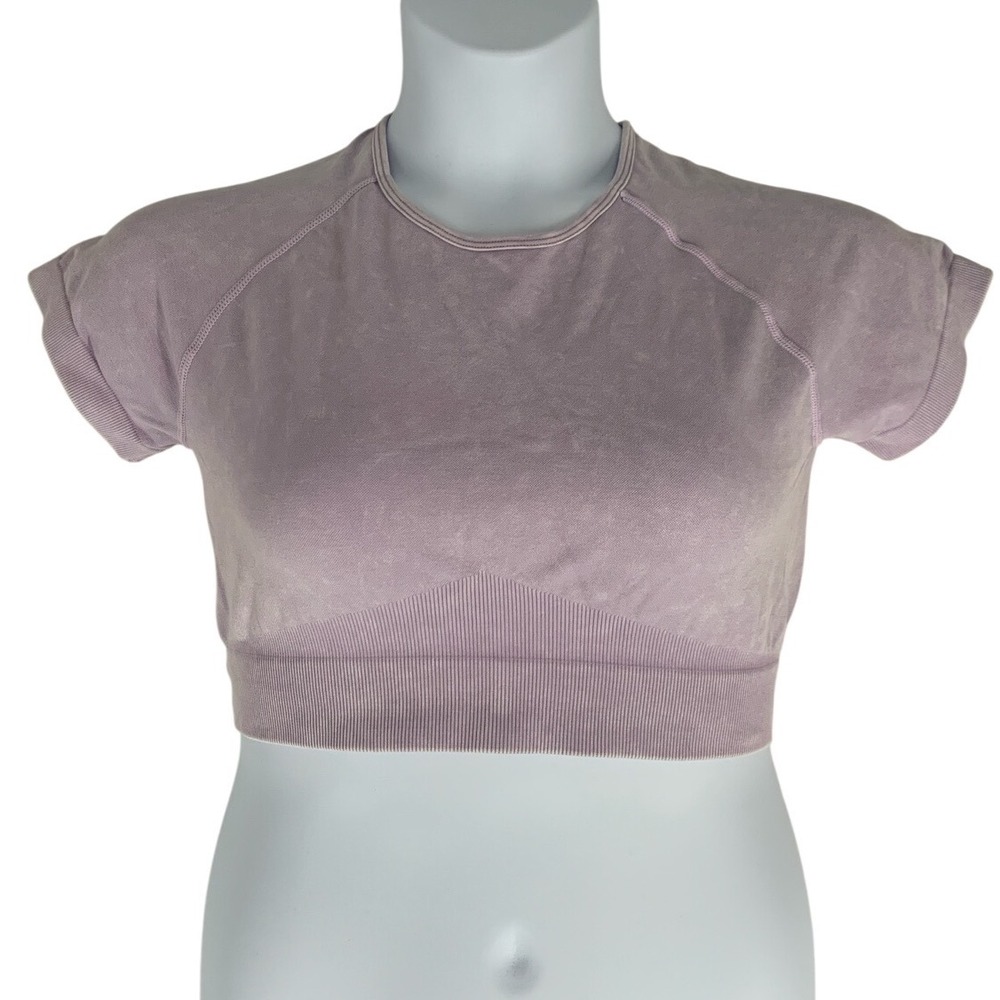 Seamless Crop Top & Shorts Set XL Lilac Athleisure Lounge Gym